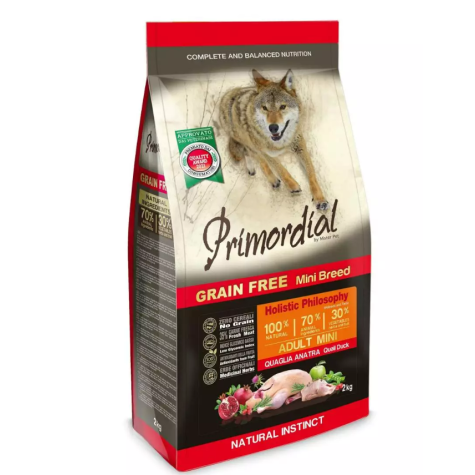 Primordial Mini GF Cane Adulto Quaglia e Anatra 2 kg. - 