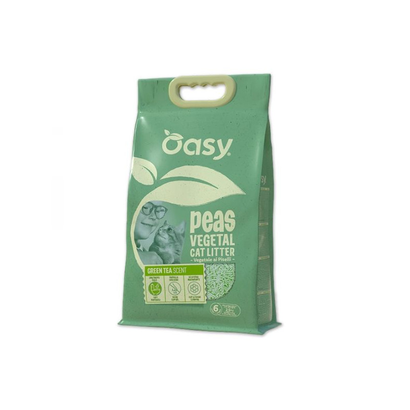 Oasy Litière Vegetale ai Petits pois Green Tea 6 LT Oasy Litière Vegetale ai Petits pois Green Tea 6 LT