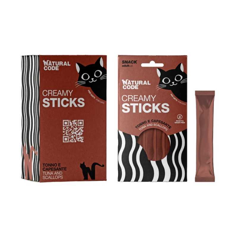 LEV SNACK Katze cremiger Thunfisch und Jakobsmuscheln 4X14 gr.