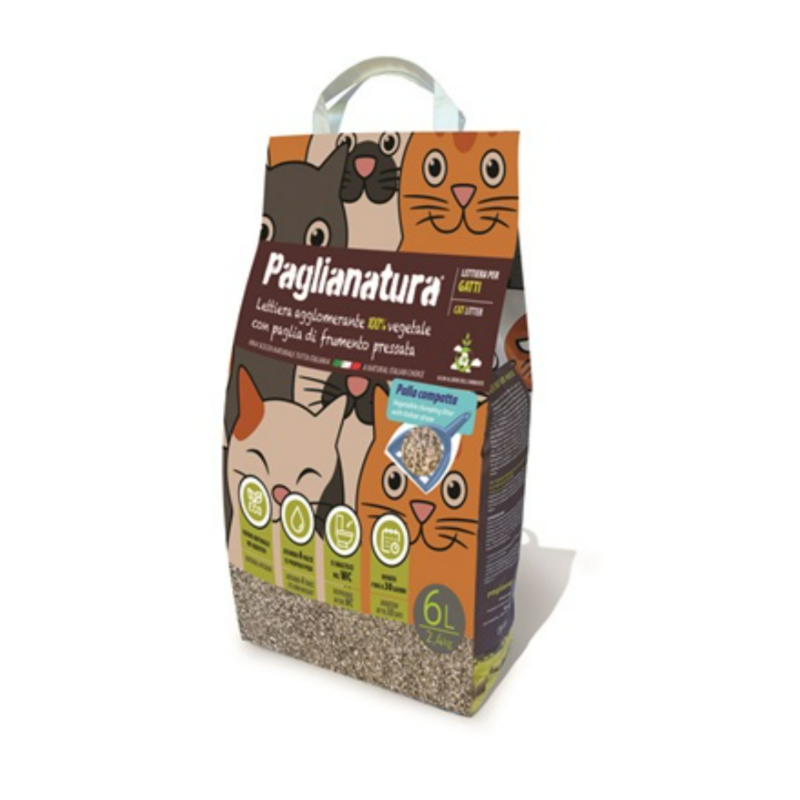 PAGLIANATURA LETTIERA GATTIA GGLOMERANTE NATURALE 2,4 KG 6 LT