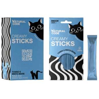 Natural Code gatto Creamy Stick Tonno e Misto mare 4x14 gr. - 