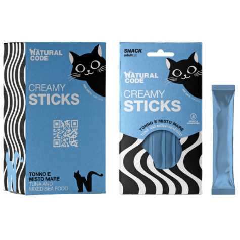 Natural Code gatto Creamy Stick Tonno e Misto mare 4x14 gr. - 