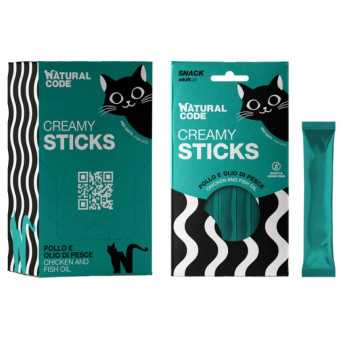 Natural Code Creamy Stick Pollo e olio di pesce per Gatti 4x14 gr - 