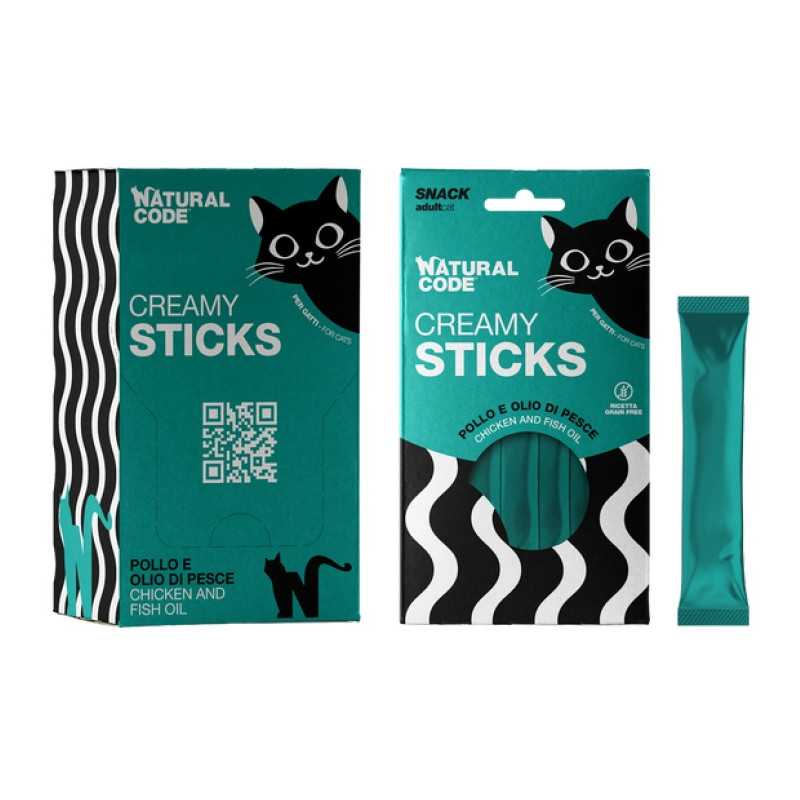 Natural Code Creamy Stick Poulet et huile di poisson pour Chats 4x14 g Natural Code Creamy Stick Poulet et huile di poisson pour Chats 4x14 g