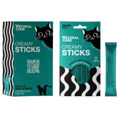 Natural Code gatto Creamy Stick Pollo e olio di pesce 4x14 gr. - 