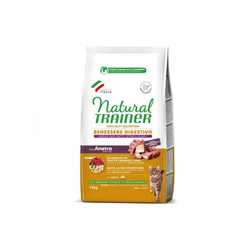 Trainer Natural Cat Adult Benessere Digestivo avec Canard 1,5 kg Trainer Natural Cat Adult Benessere Digestivo avec Canard 1,5 kg
