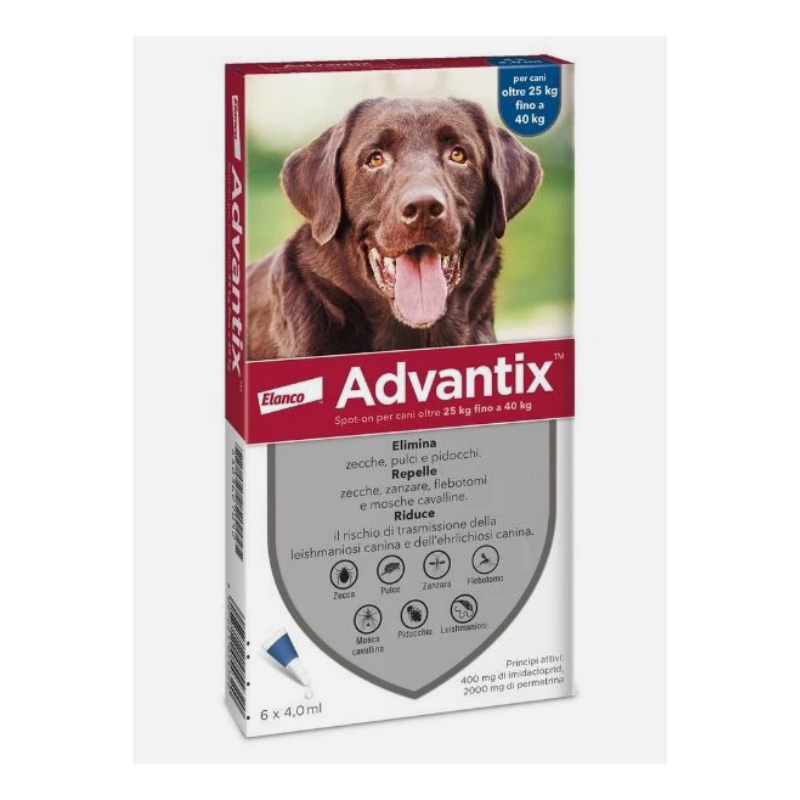 Advantix Spot-On Hund 25/40 kg. (6 Pipetten) Advantix Spot-On Hund 25/40 kg. (6 Pipetten)