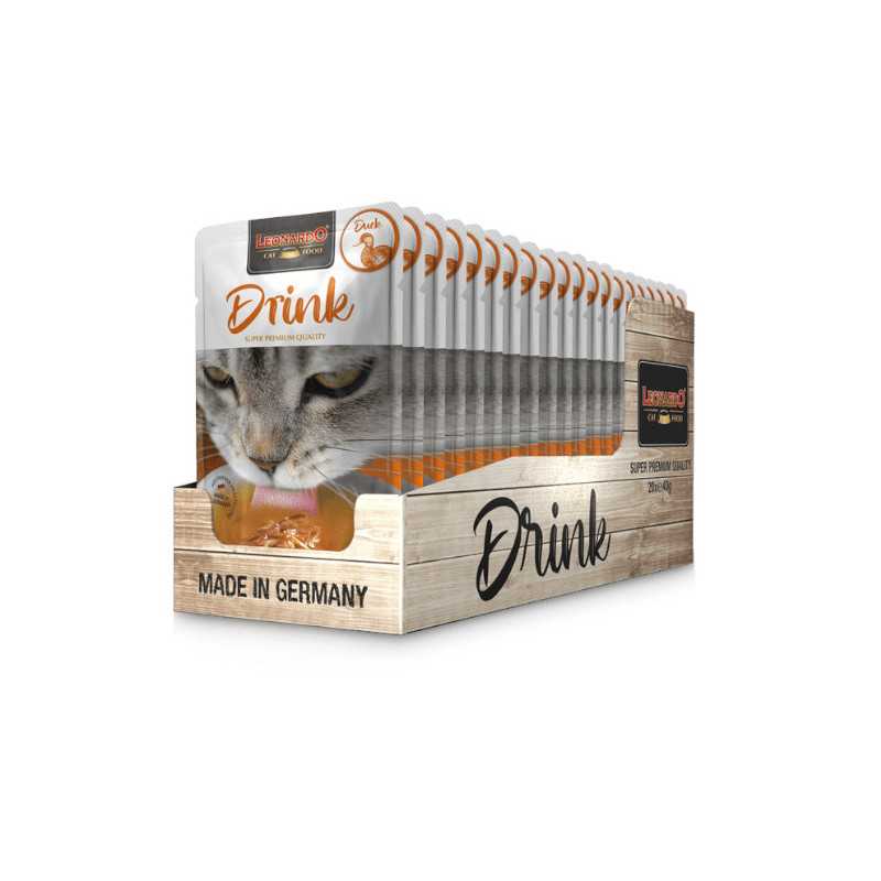 Leonardo Drink Anatra 20 bustine da 40 g - Snack liquido all'anatra per gatti Leonardo Drink Anatra 20 bustine da 40 g - Snack liquido all'anatra per gatti