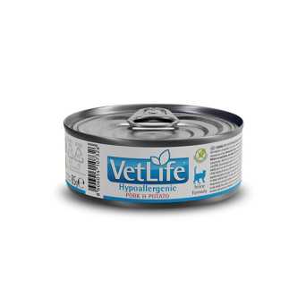 VetLife Gatto Hypoallergenic Maiale e Patate - Lattina da 85g - 