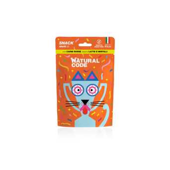 NATURAL CODE SNACK CAT ROTES FLEISCH, MILCH UND HEIDELBEEREN 60 GR. - 