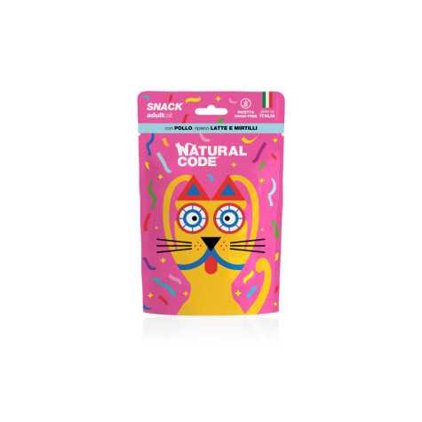 Snack Gatto Natural Code Pollo Latte e Mirtilli - 60 gr -