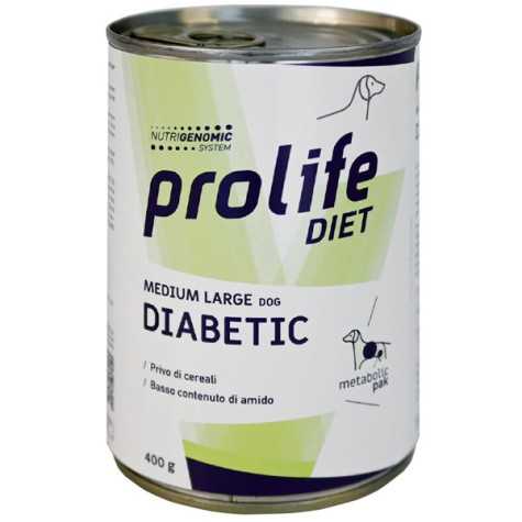 Cibo per cani Prolife Diet | Diabetico Medio Grande - Lattina da 400 g - 