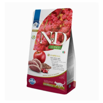Farmina - Natural & Delicious Quinoa Hairball Anatra, Quinoa, Mela e Mirtillo Rosso 1,50KG (Gatto) - 