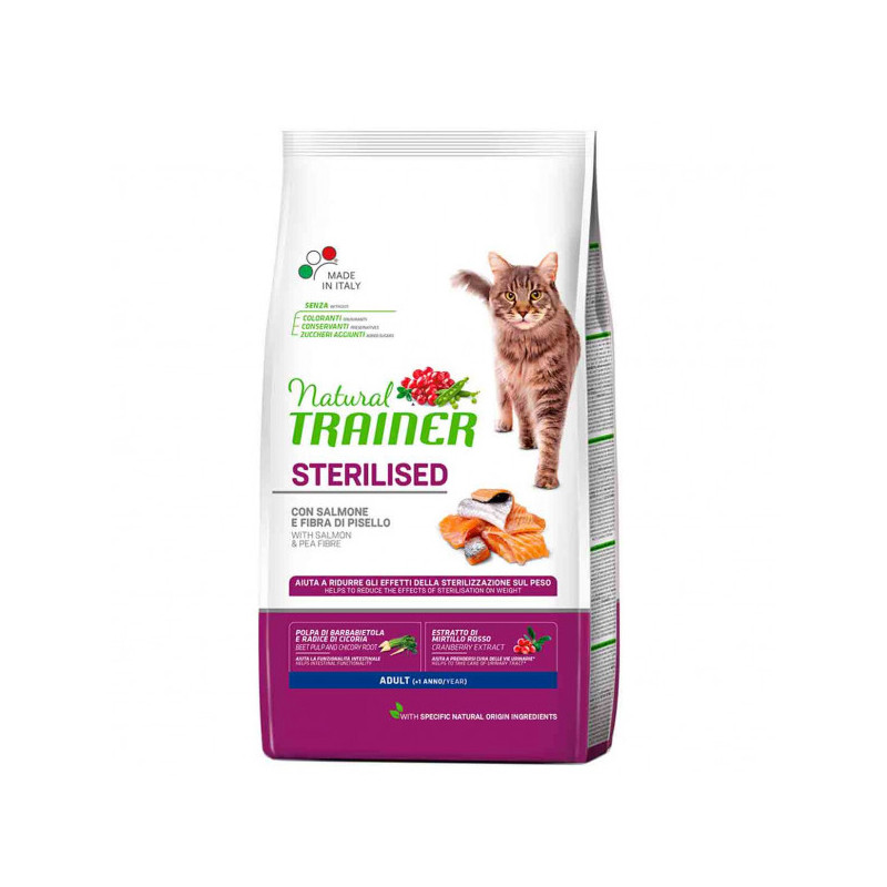Trainer - Natural Adult Sterilised con Salmone e Fibra di Pisello 1,50KG (Gatto) Trainer - Natural Adult Sterilised con Salmone e Fibra di Pisello 1,50KG (Gatto)