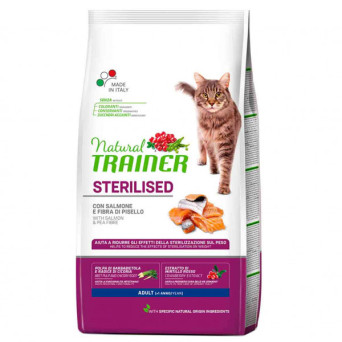 Trainer - Natural Adult Sterilised con Salmone e Fibra di Pisello 10KG (Gatto) -