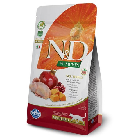 Farmina - Natural & Delicious Grain Free Neutered Adult con Quaglia, Zucca e Melograno 5KG (Gatto) - 