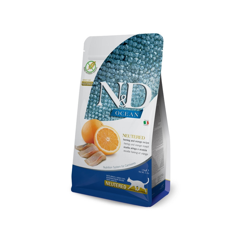 Farmina - Natural & Delicious Ocean Neutered Aringa e Arancia Grain Free 1,50KG (Gatto)