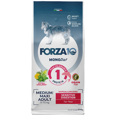 Forza10 - Dog Medium Maxi Adult Mono Diet Monoprotein Sensitive Digestion Pesce - 10KG (Cane) - 