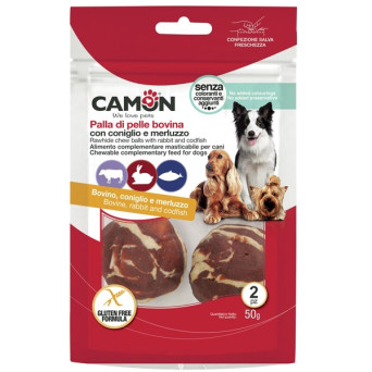 Camon - Palla di Pelle Bovina con Coniglio e Merluzzo - 50GR (Cane) - 