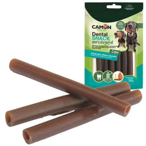 Camon - Dental Snack Cannoli di Patata Dolce ai Gusti di Mela e Cannella - 100GR (Cane) - 