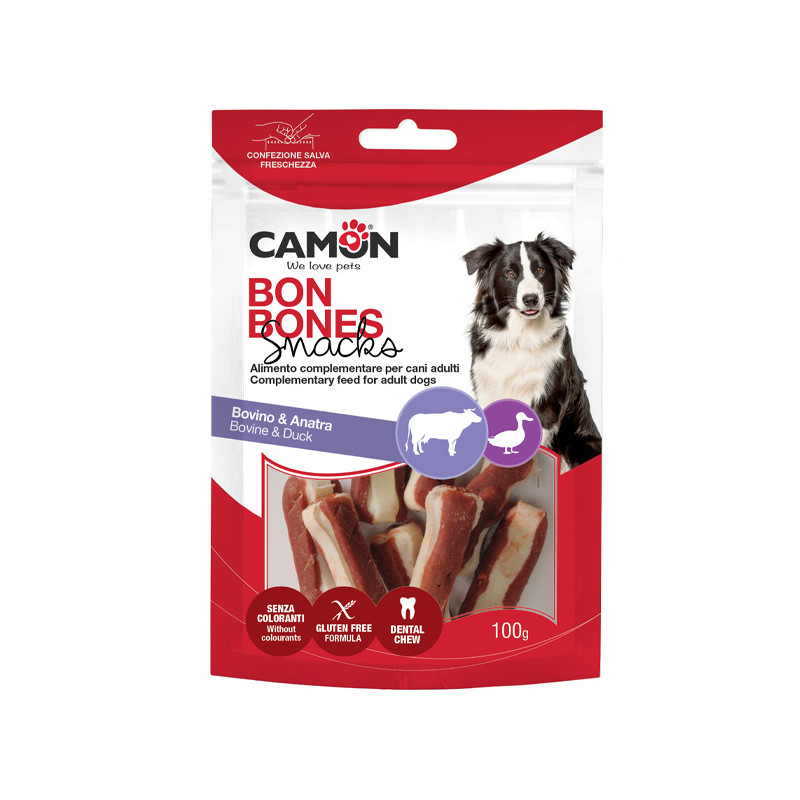 Camon - Snack Ossicini Masticabili Di Pelle Bovina Avec Canard 100 g (Chien)