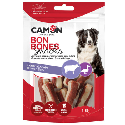 Camon - Snack Ossicini Masticabili Di Pelle Bovina Con Anatra - 100GR (Cane) - 