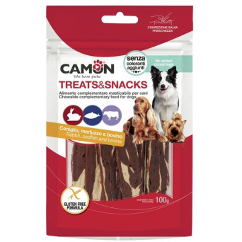 Camon - Stripes con Coniglio Merluzzo e Pelle Bovina - 100GR (Cane) - 