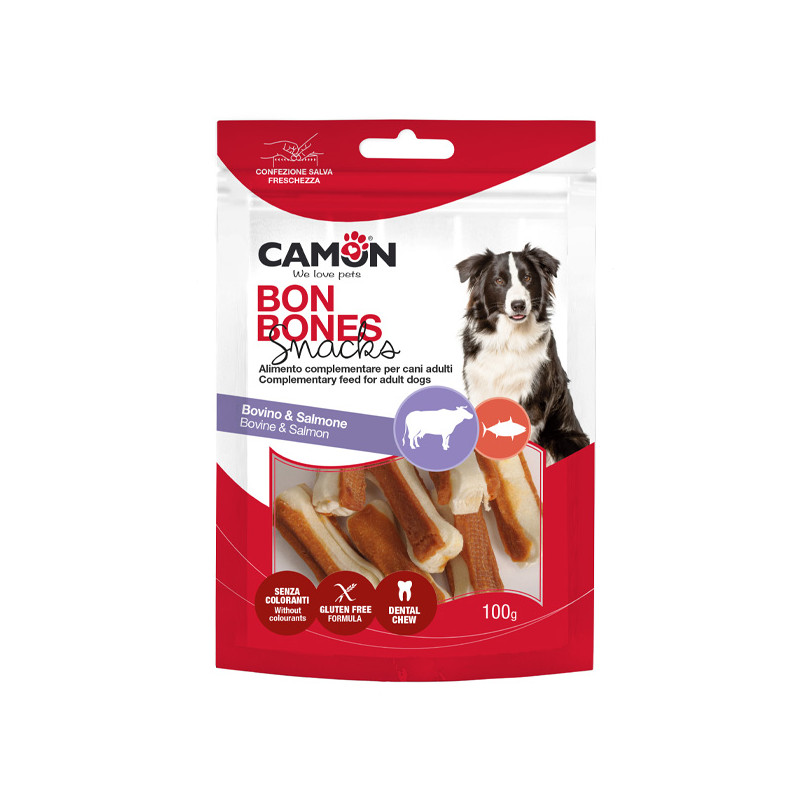 Camon - Snack Ossicini Masticabili von Pelle Bovina mit Lachs - 100GR (Hund) Camon - Snack Ossicini Masticabili von Pelle Bovina mit Lachs - 100GR (Hund)