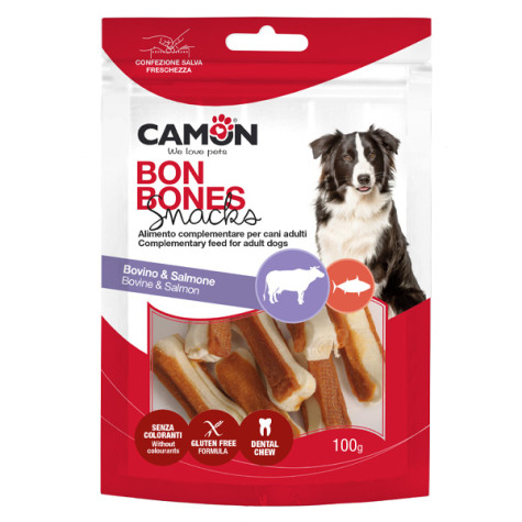 Camon - Snack Ossicini Masticabili of Pelle Bovina with Salmon - 100GR (Dog)