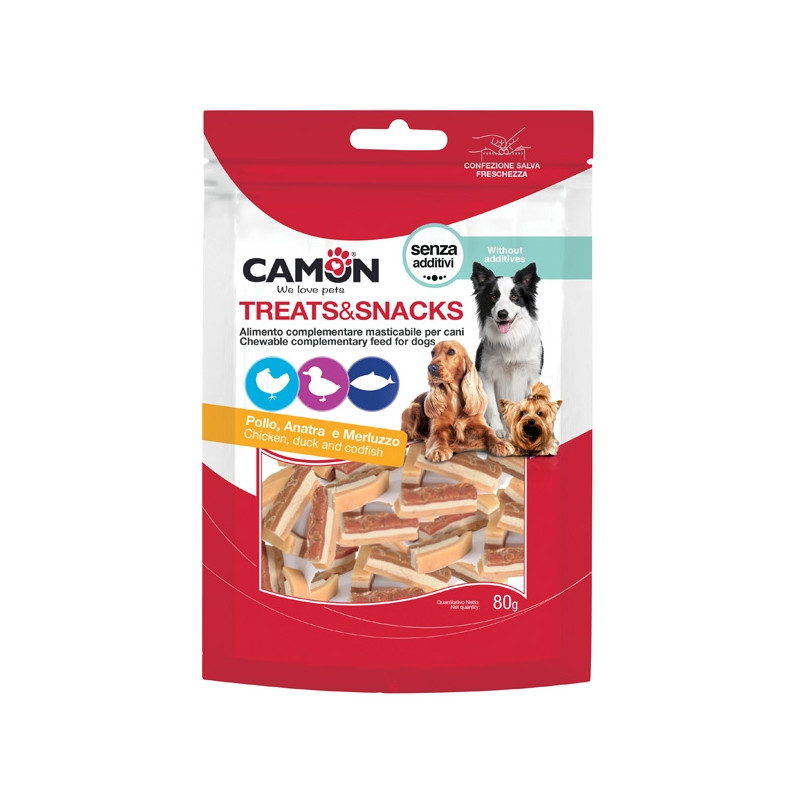Camon - Treats&Snack Bocconcini di Pollo, Anatra e Merluzzo - 80GR (Cane) Camon - Treats&Snack Bocconcini di Pollo, Anatra e Merluzzo - 80GR (Cane)