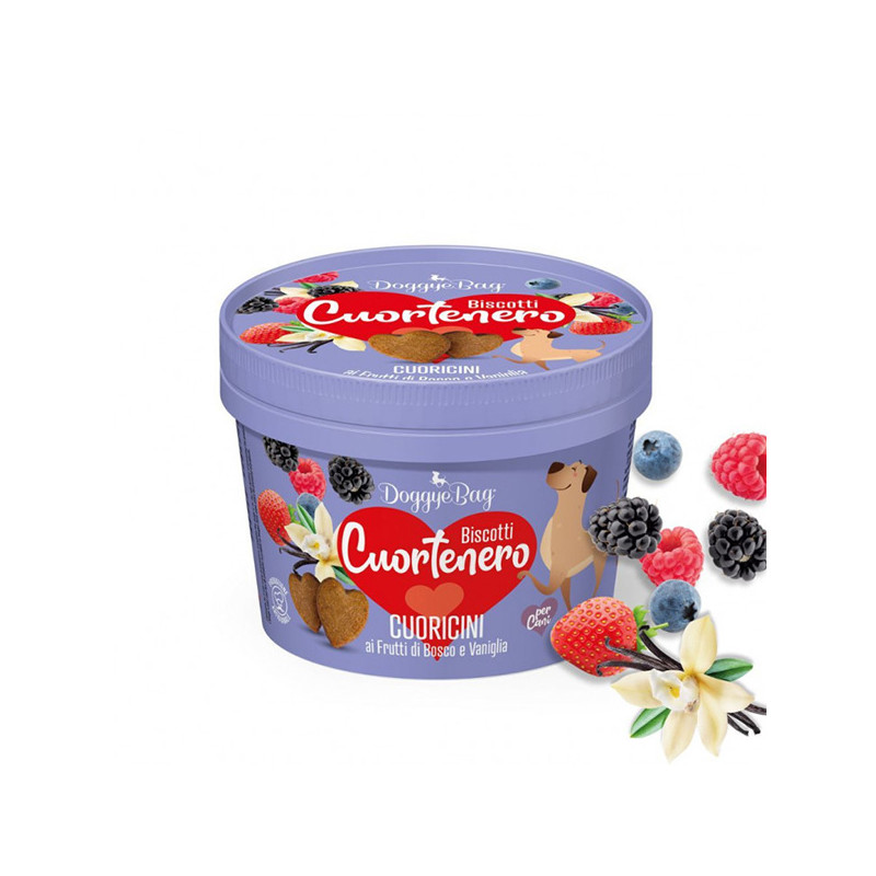 Doggye bag - Cuortenero Biscotti Cuoricini Low Grain Frutti di Bosco e Vaniglia - 150GR (Cane) Doggye bag - Cuortenero Biscotti Cuoricini Low Grain Frutti di Bosco e Vaniglia - 150GR (Cane)