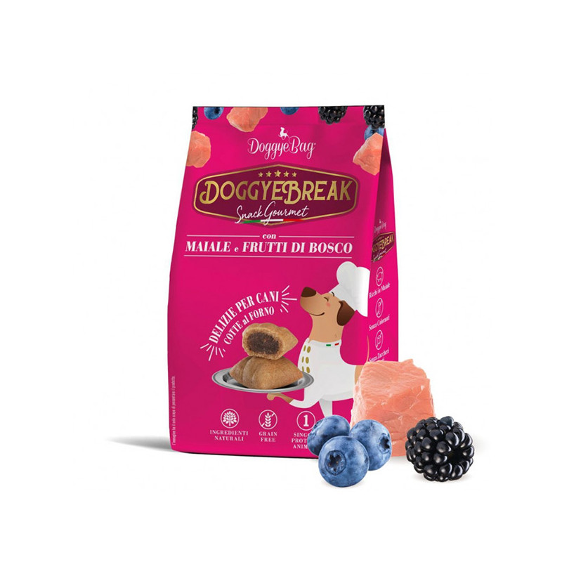 Doggye bag - DoggyeBreak Snack con Maiale e Frutti di Bosco - 180GR (Cane) Doggye bag - DoggyeBreak Snack con Maiale e Frutti di Bosco - 180GR (Cane)
