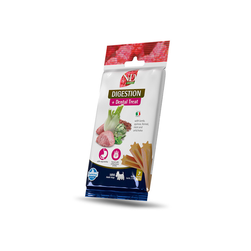 Farmina - Natural & Delicious Adult Mini Quinoa Dental Treat Digestion Agnello - 60GR (Cane)