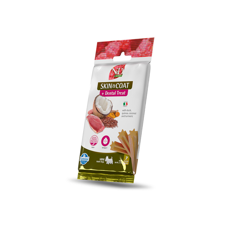Farmina - Natural & Delicious Adult Mini Quinoa Dental Treat Skin Coat Ente - 60GR (Hund)
