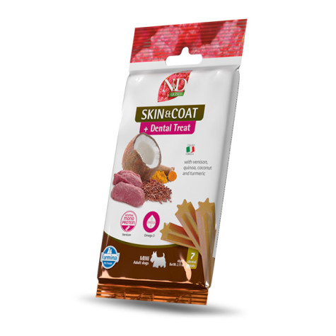 Farmina - Natural & Delicious Adult Mini Quinoa Dental Treat Skin Coat Cervo - 60GR (Cane) - 
