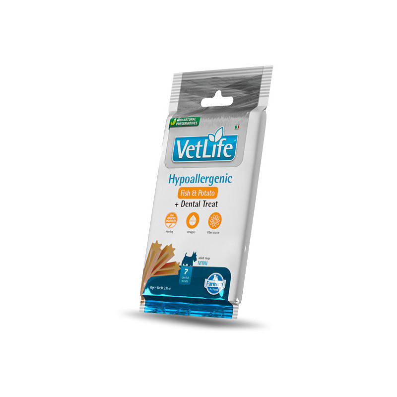 Farmina - Vet Life Dental Treat Dog Hypoallergenic Pesce Patate Mini - 60GR (Cane) Farmina - Vet Life Dental Treat Dog Hypoallergenic Pesce Patate Mini - 60GR (Cane)