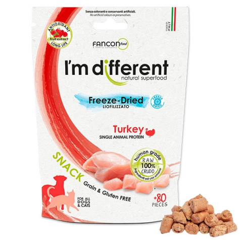 I’m Different - Snack Liofilizzato Solo a Base di Tacchino - 40 Gr. - 80 pezzi (Cane) - 