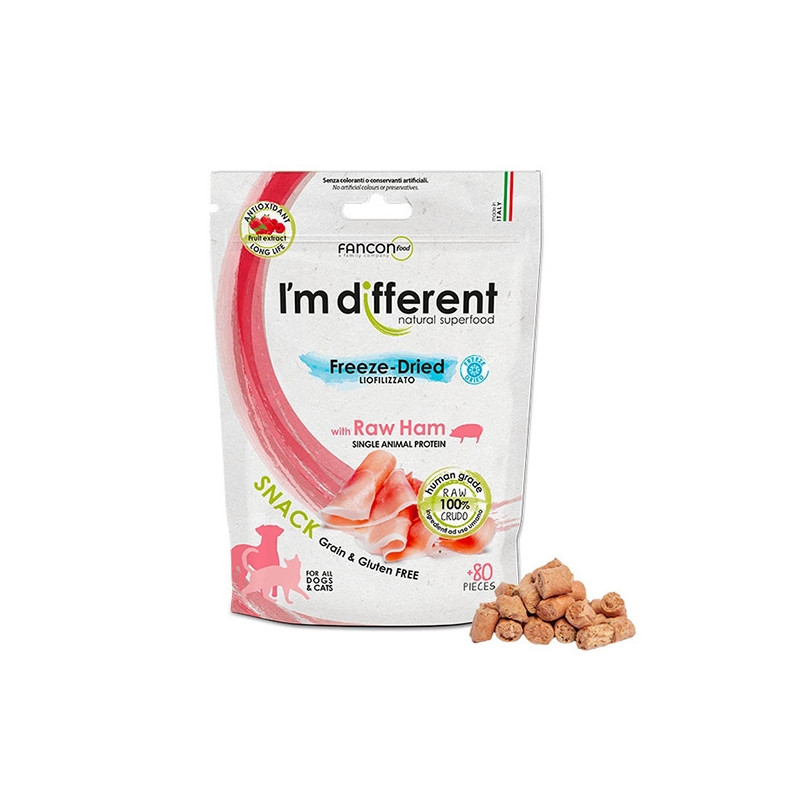 I’m Different - Snack Liofilizzato a Base di Prosciutto Crudo 40 g. - 80 Pièces (Chien) I’m Different - Snack Liofilizzato a Base di Prosciutto Crudo 40 g. - 80 Pièces (Chien)