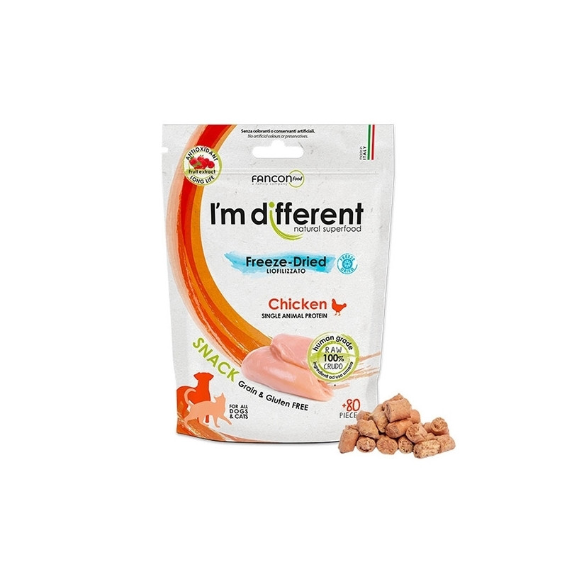 I’m Different - Snack Liofilizzato a Base di Carne Cruda di Pollo - 40 Gr. - 80 pezzi (Cane) I’m Different - Snack Liofilizzato a Base di Carne Cruda di Pollo - 40 Gr. - 80 pezzi (Cane)