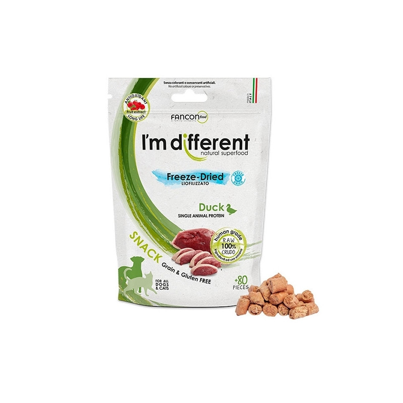 I’m Different - Snack Liofilizzato Solo a Base di Anatra - 40 Gr. - 80 pezzi (Cane) I’m Different - Snack Liofilizzato Solo a Base di Anatra - 40 Gr. - 80 pezzi (Cane)