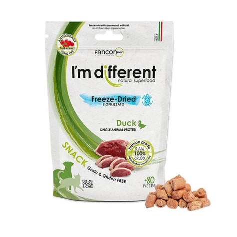 I’m Different - Snack Liofilizzato Solo a Base di Anatra - 40 Gr. - 80 pezzi (Cane) - 