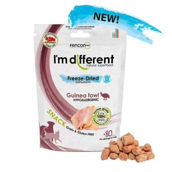 I’m Different - Snack Liofilizzato a Base di Carne Cruda di Faraona - 40 Gr. - 80 pezzi (Cane) - 