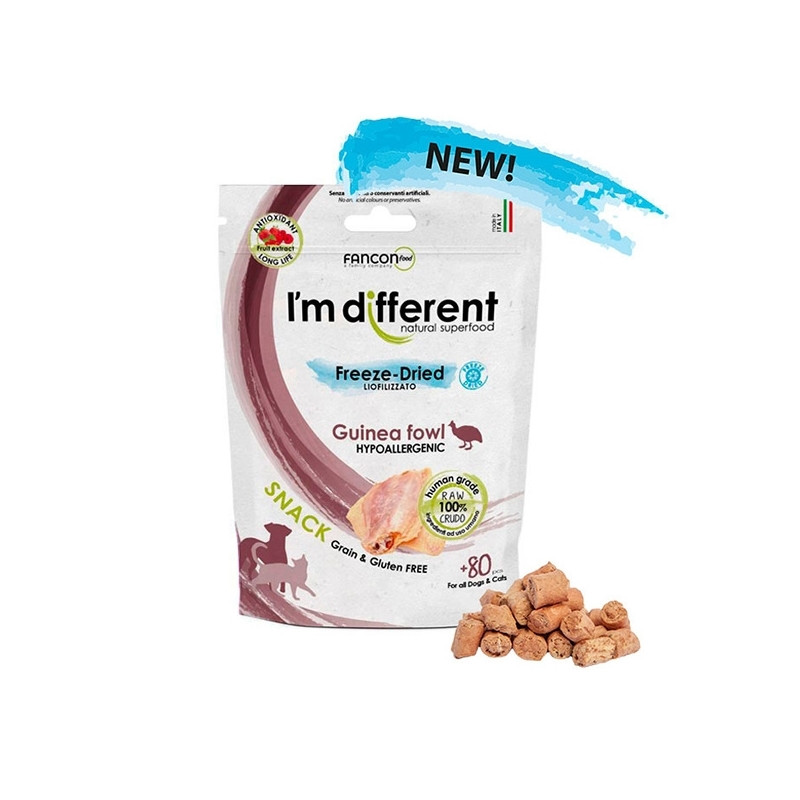 I’m Different - Snack Liofilizzato a Base di Carne Cruda di Faraona - 40 Gr. - 80 pezzi (Cane) I’m Different - Snack Liofilizzato a Base di Carne Cruda di Faraona - 40 Gr. - 80 pezzi (Cane)