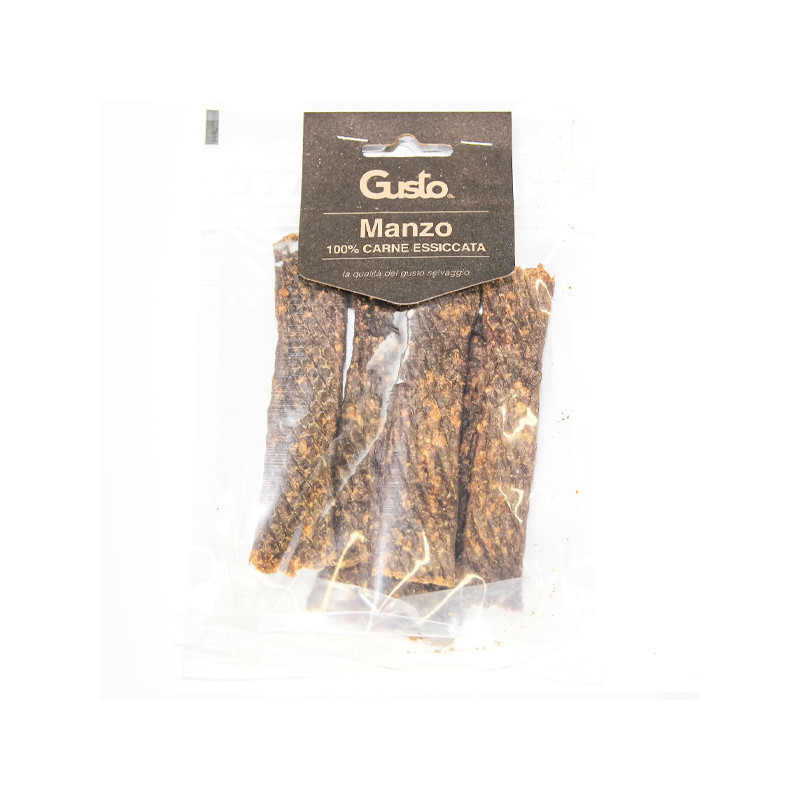 Gusto - Strisce Snack 100% Carne Essiccata di Manzo - 100GR (Cane) Gusto - Strisce Snack 100% Carne Essiccata di Manzo - 100GR (Cane)