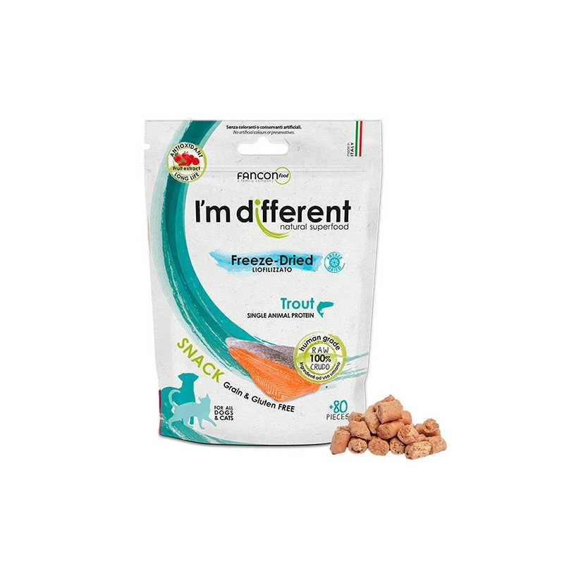 I'm Different - Snack Liofilizzato a Base von Carne Cruda von Forelle - 40 Gr. - 80 pezzi (Hund) I'm Different - Snack Liofilizzato a Base von Carne Cruda von Forelle - 40 Gr. - 80 pezzi (Hund)