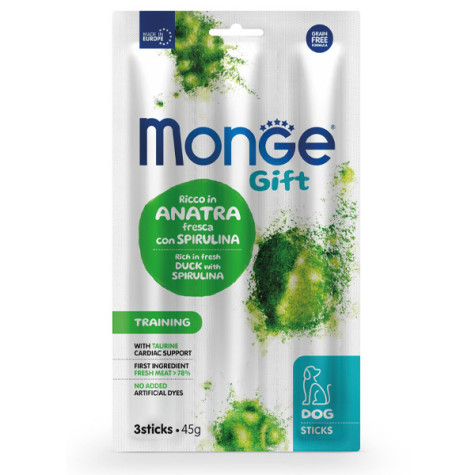 Monge - Snack Dog Sticks Adult Training Ricco in Anatra Fresca con Spirulina - 45GR (Cane) -