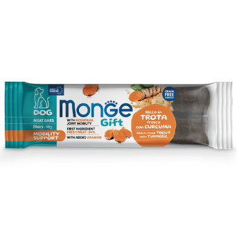 Monge - Snack Dog Meat Bars Adult Mobility Support Ricco in Trota Fresca con Curcuma - 40GR (Cane) - 