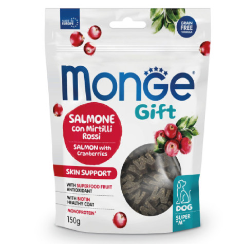 Monge - Snack Gift Dog Adult Super M Skin Support Salmone con Mirtilli Rossi - 150GR (Cane) -