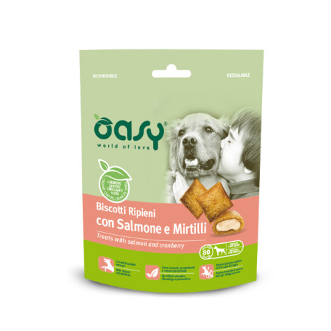 Oasy - Snack Biscotti Ripieni con Salmone e Mirtilli - 80GR (Cane)