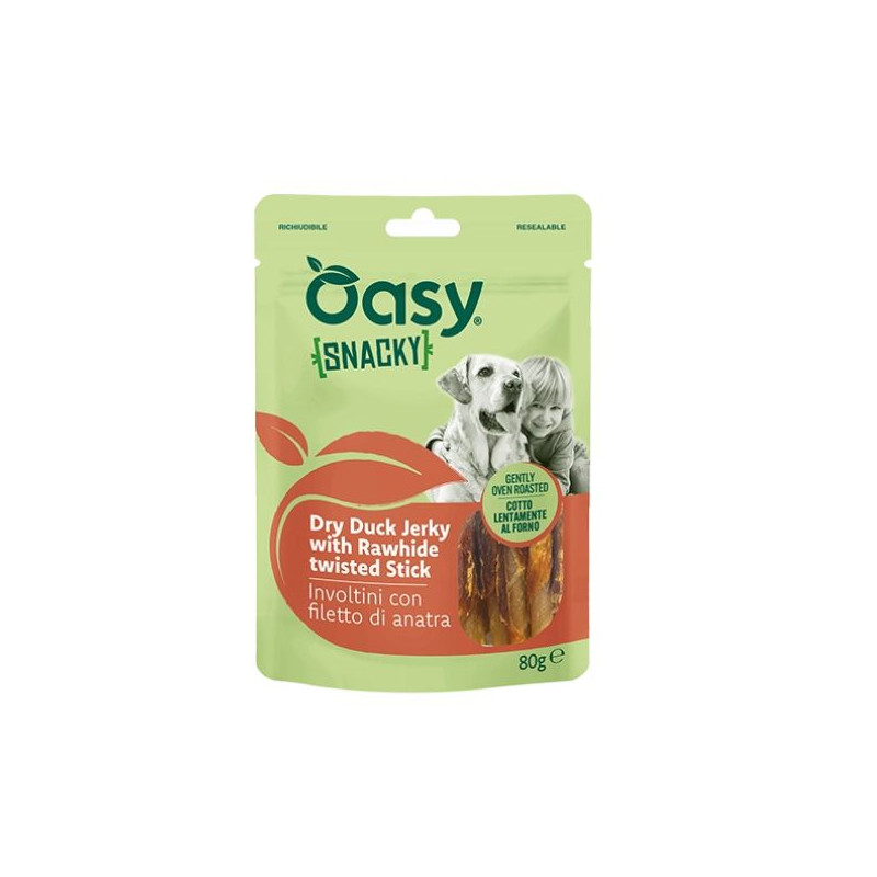 Oasy - Snacky Dog Involtini con Filetto di Anatra - 80GR (Cane) Oasy - Snacky Dog Involtini con Filetto di Anatra - 80GR (Cane)